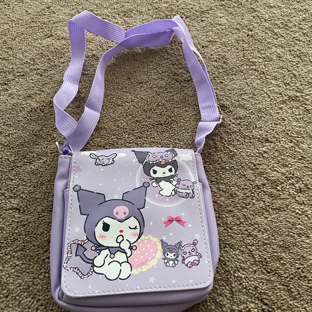 Cute Purple Crossbody Bag with Cartoon Design